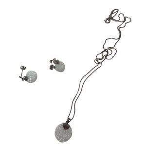 Sterling Silver Opal Pendant Earrings and Necklace